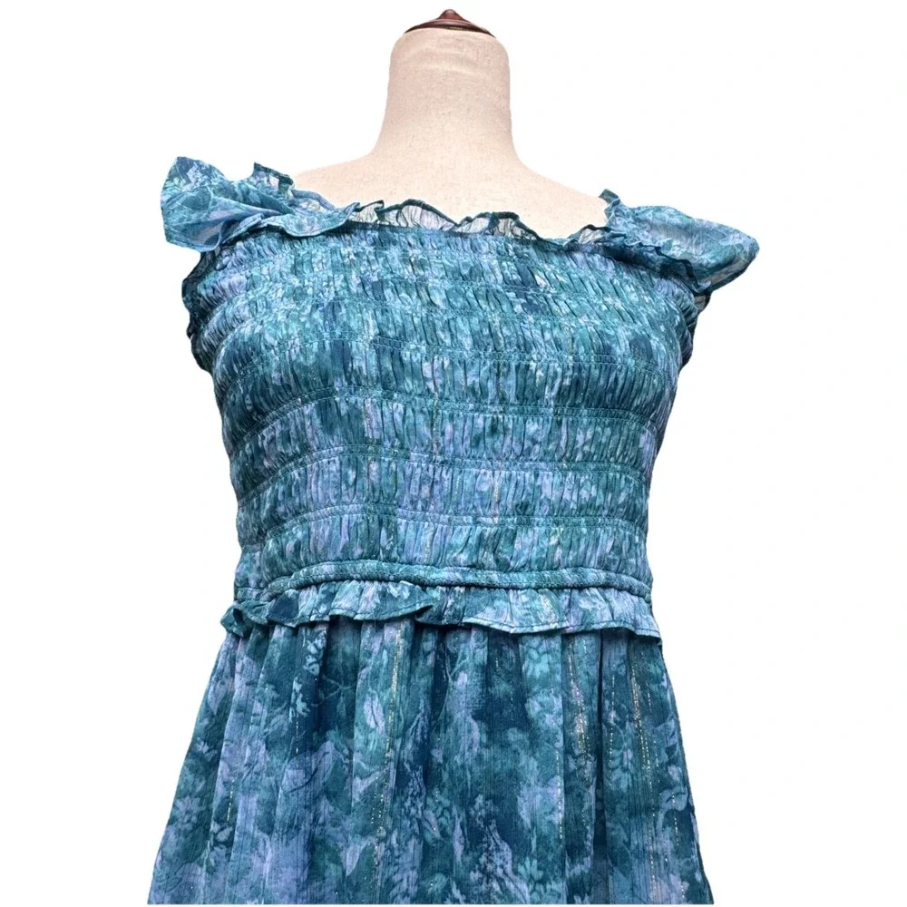 Mimi Chica Womens Party Mini Dress Teal Blue With Gold Lines,Size Large kids‎